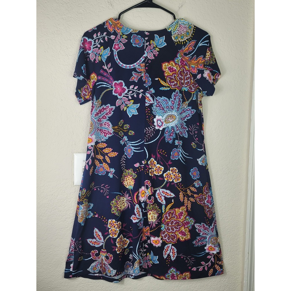 MSK Petite PL Womens Short Sleeve Paisley Shift Dress Stretch Bohemian Botanical - Picture 5 of 8